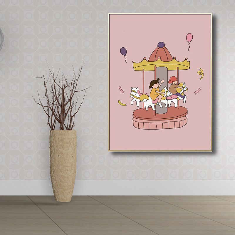 Family Moments Drawing Wall Art Pastel Canvas Print Wall Decor, Textured Surface