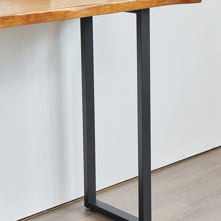 Industrial Solid Wood Bar Table Rectangle Bar Height Table with Double Pedestal Base