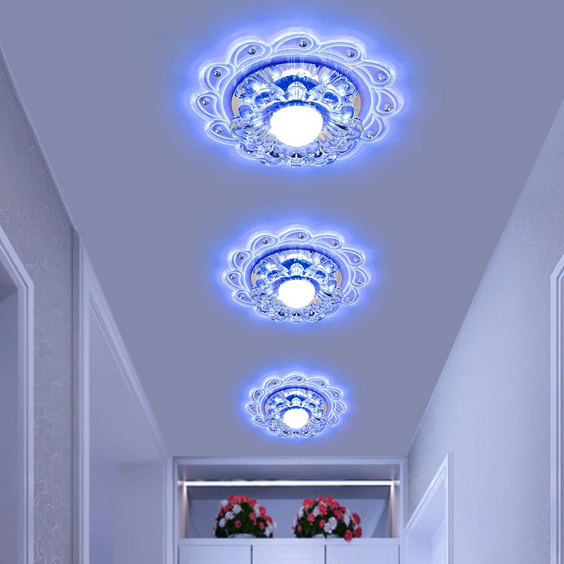 Blossom DEL Flush Mount Light Simplicité Crystal Clear Flush Mount Ceiling Light for Foyer
