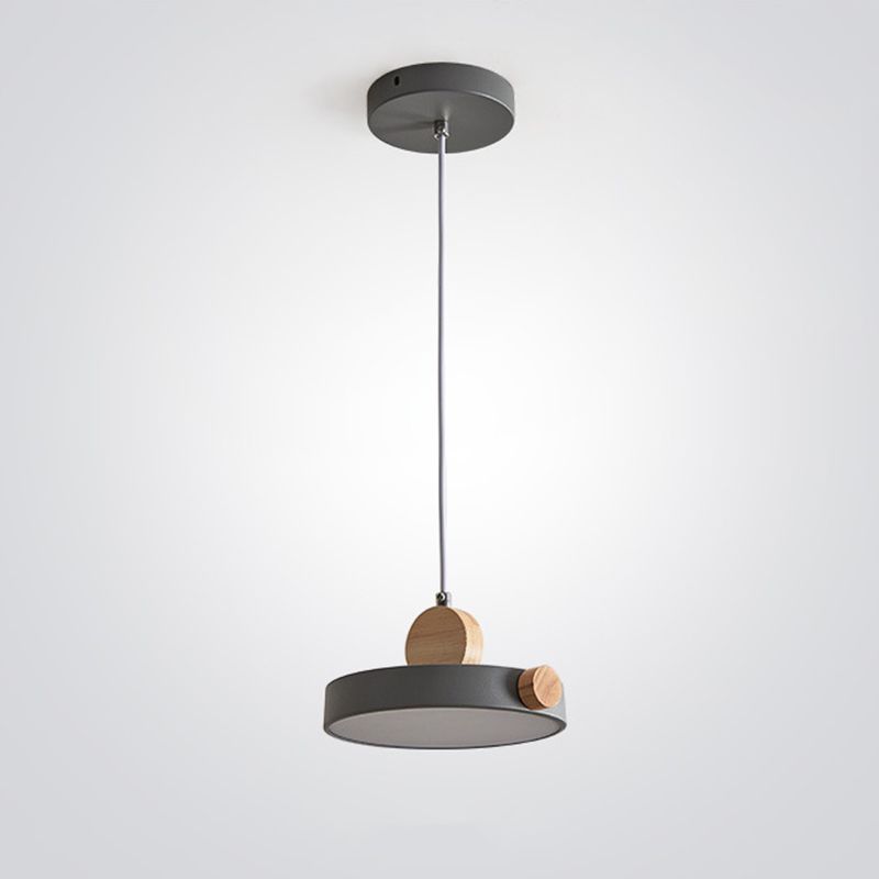 Acrylic Circular LED Hanging Lamp in Modern Concise Style Iron Macaron Pendant Light for Dining Room