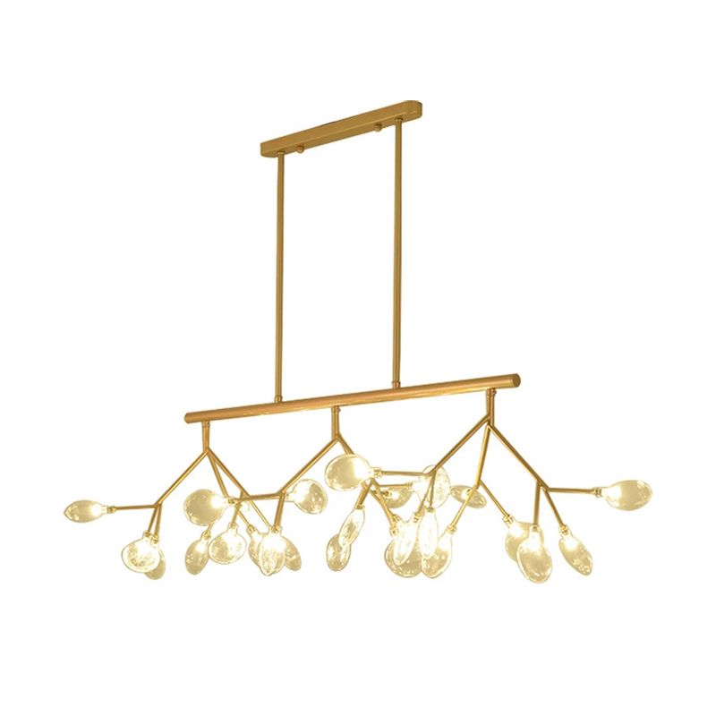 Postmodern Bubble Chandelier Lamp Clear Glass 27 Heads Dining Room Hanging Light Kit in Black/Gold