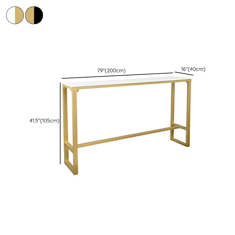Stone Top Bar Stool Table Glam Style Pub Table with Gold Legs