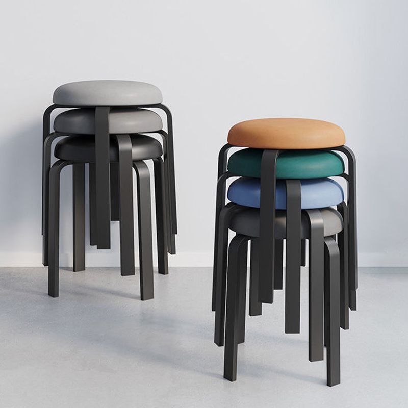 Grey Modern Standard Round Leather Water Resistant Indoor Standard