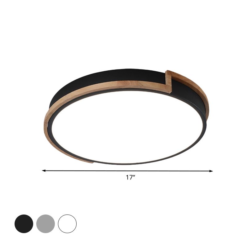 13"/17"/21" W Slim Drum Bedroom Flush Ceiling Light Eye-Caring Acrylic Macron Loft Led Ceiling Lamp in Black/Grey/White