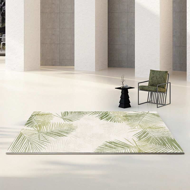 Light Green Check Pattern Rug Modern Polyester Rug Washable Rug for Drawing Room