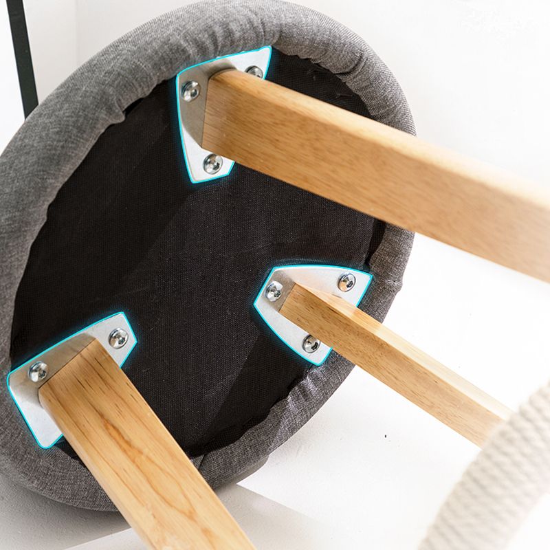 Zeitgenössischer Innenhocker Rundsitzhocker mit Rückenlehne, Holzbasis