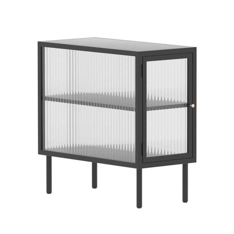 Metal Rectangle Top Side Table 23.6" Tall 4 Legs End Table with Storage