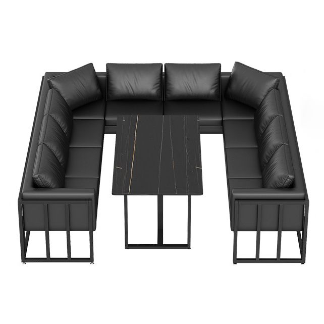 Industrial Sintered Stone Dinner Room Kitchen Table Black Sled Table for Dining Room