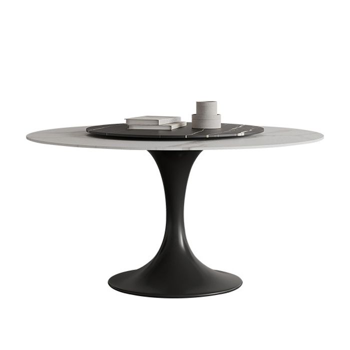 Modern Round Dining Table Set 1/3/4/5/7 Pieces Sintered Stone Dinette Set with Turntable