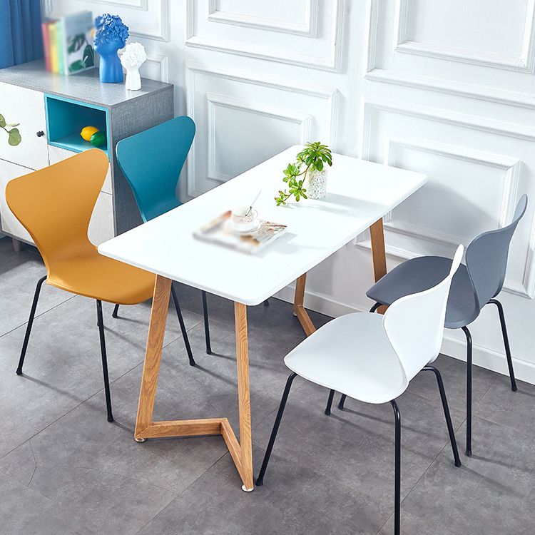 Sillas de comedor de metal contemporáneo, silla lateral sin brazos para cocina