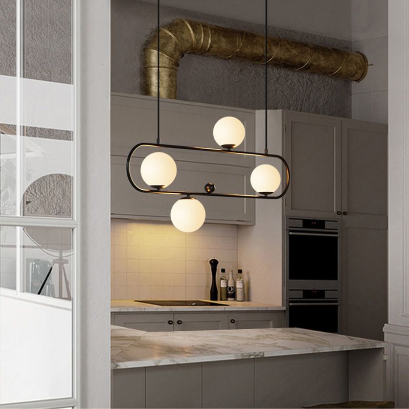 Industrial Kitchen Island Lighting Black/Golden Glass Shaded Ceiling Light