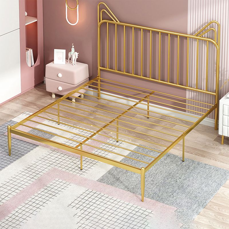 Contemporary Standard Bed with Headboard Open-Frame Metal Bed