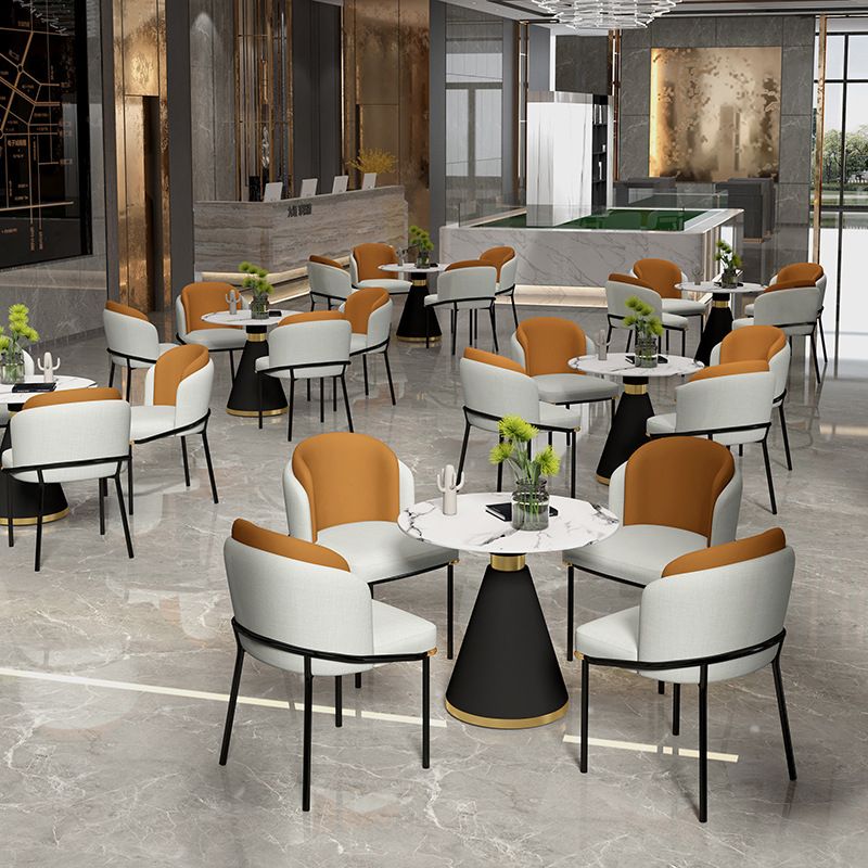 Glam Metal Dinette Table Sintered Stone Dining Table for Home Use