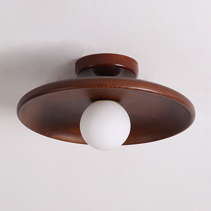 Modern Minimalist Flush Mount Wooden Globe Ceiling Light for Interior Spaces