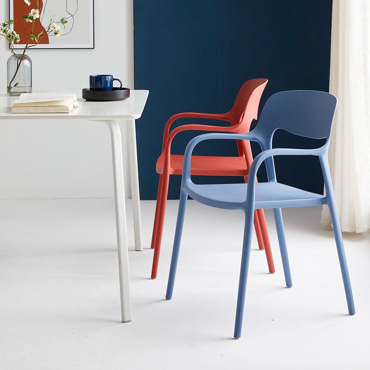 Plastic Stackable Dining Chair Contemporary Design Multicolor Arm Chair