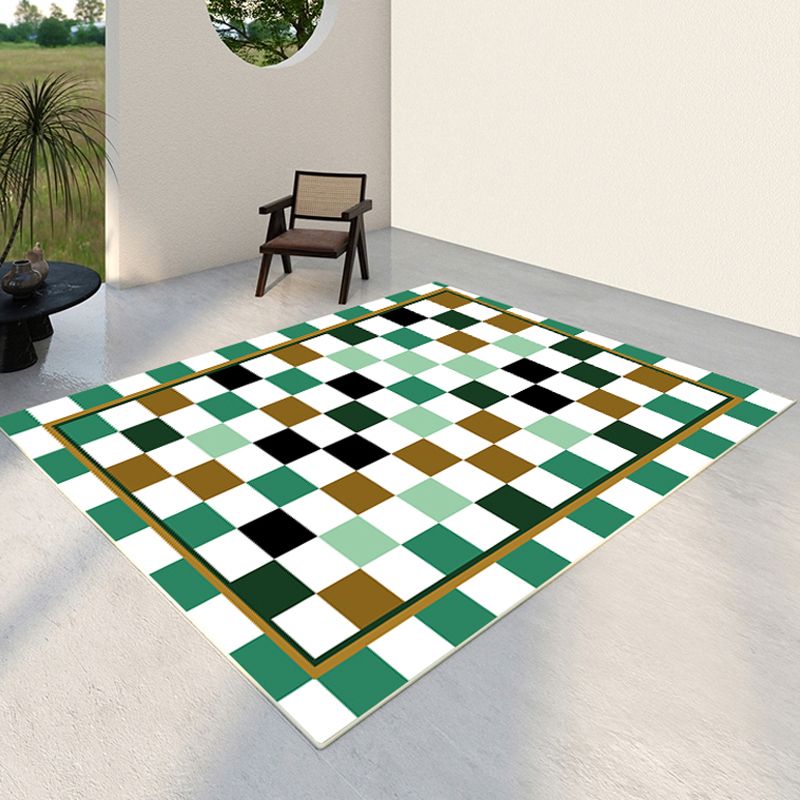 Contemporary Checkered Print Rug Polyester Area Carpet Stain Resistant Indoor Rug for Living Room