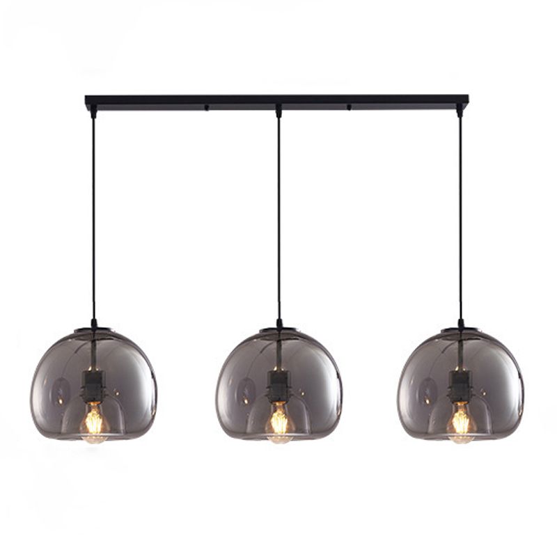 Modern Iron Pendant Light Globe Glass Hanging Lamp for Dining Room