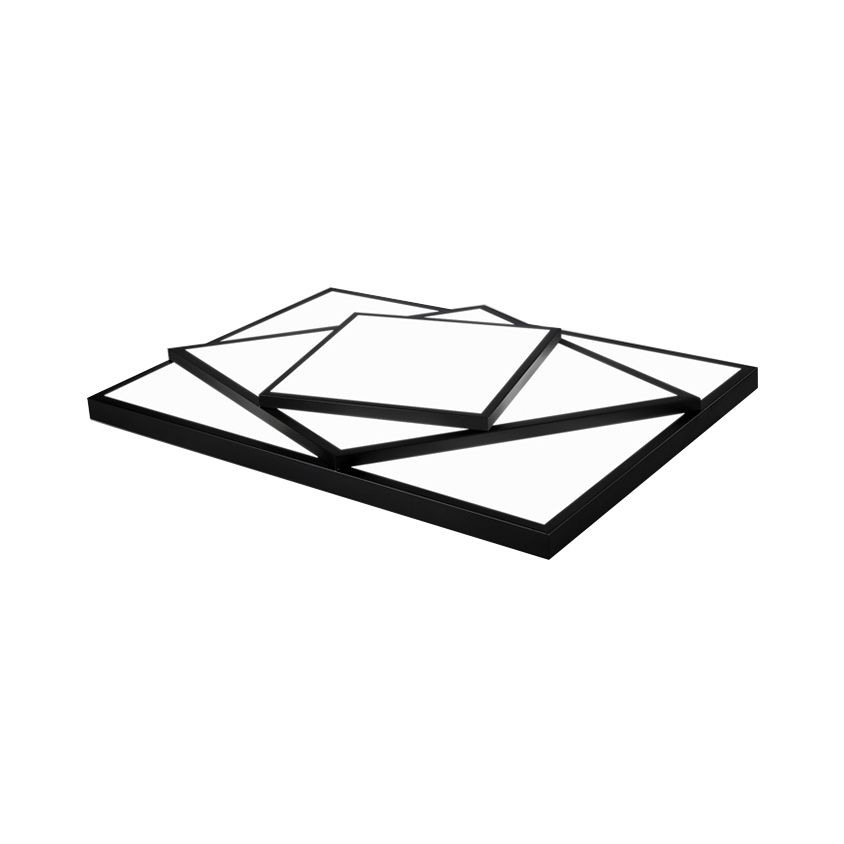 Plafonnier rectangulaire/carré noir/blanc à LED en métal moderne pour salon, 40,6 cm/49,5 cm/63,5 cm de large