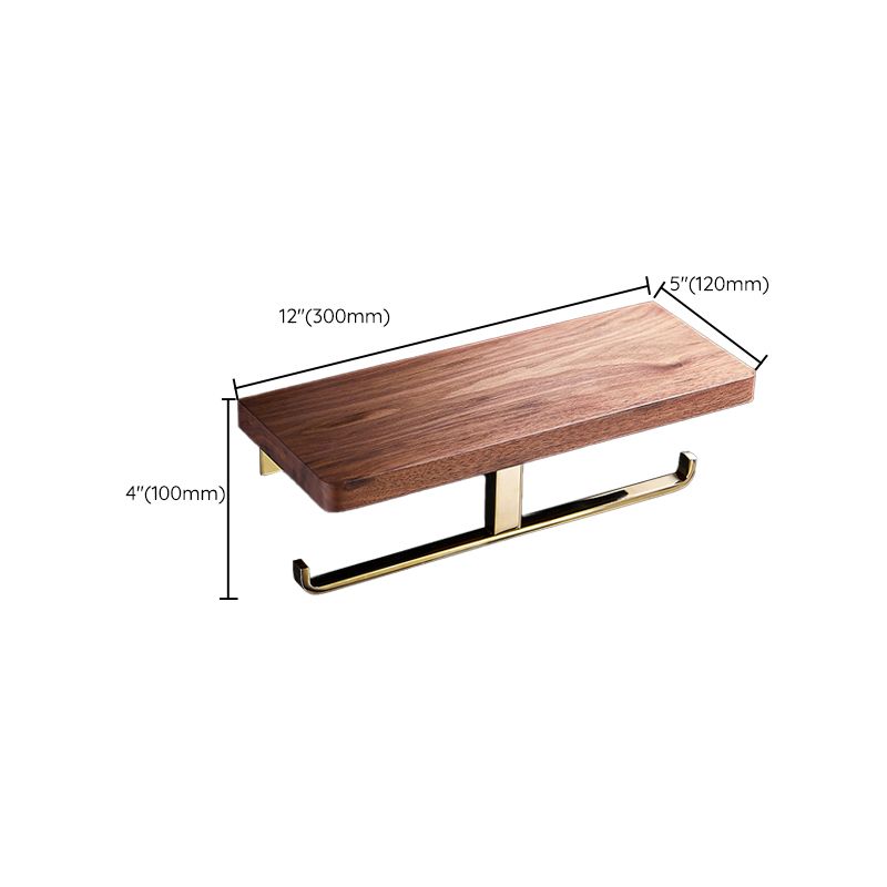 Polished Brass Bathroom Hardware Set Metal & Wood Bathroom Set with Bath Shelf/Towel Bar