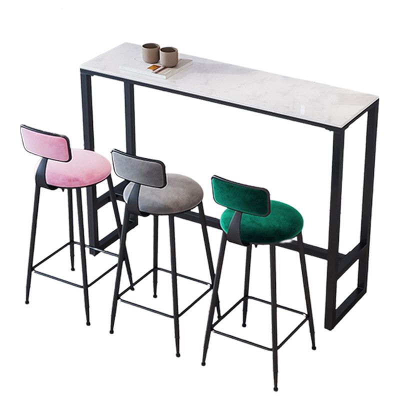 Modern Bar-height Table White Faux Marble Top Bistro Pub Table