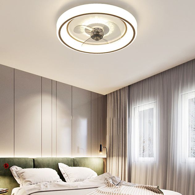 Runde Schlafzimmer Lüfterbeleuchtung Acrylminimalist LED Semi Flush Mount Lampe in Weiß