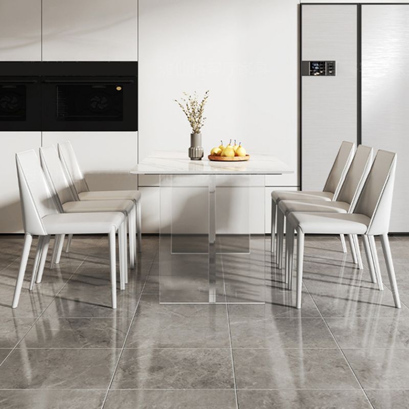 Acrylic Contemporary Rectangular Dining Table Sintered Stone Table with Acrylic base