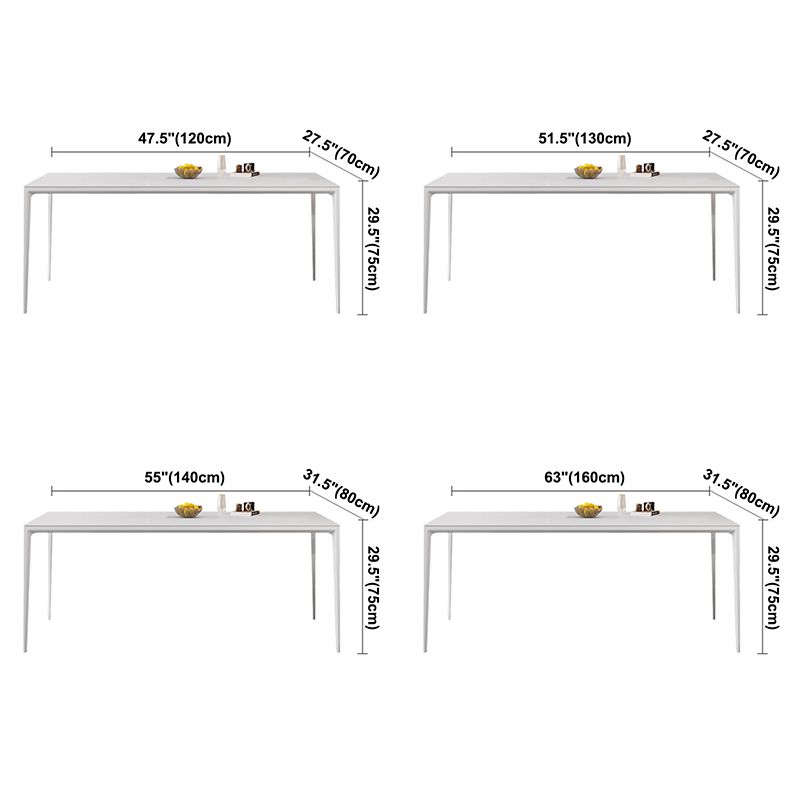 Modern Rectangle Dining Table Sintered Stone Dining Table with 4 White Legs for Home Kitchen Dinner