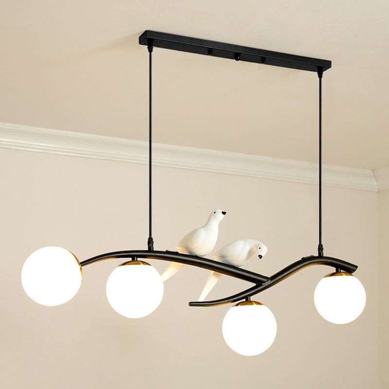 Glass Globe Shaded Ceiling Light Industrial Metal Kitchen Island Lighting