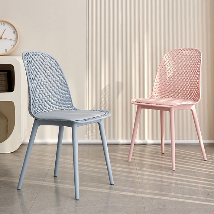 Contemporary Style Dining Chairs Armless Chairs with Plastic Legs for Home