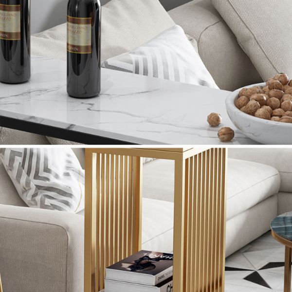 Glam 1/3 Pieces Bar Table Set Rectangle Marble Counter Table for Kitchen