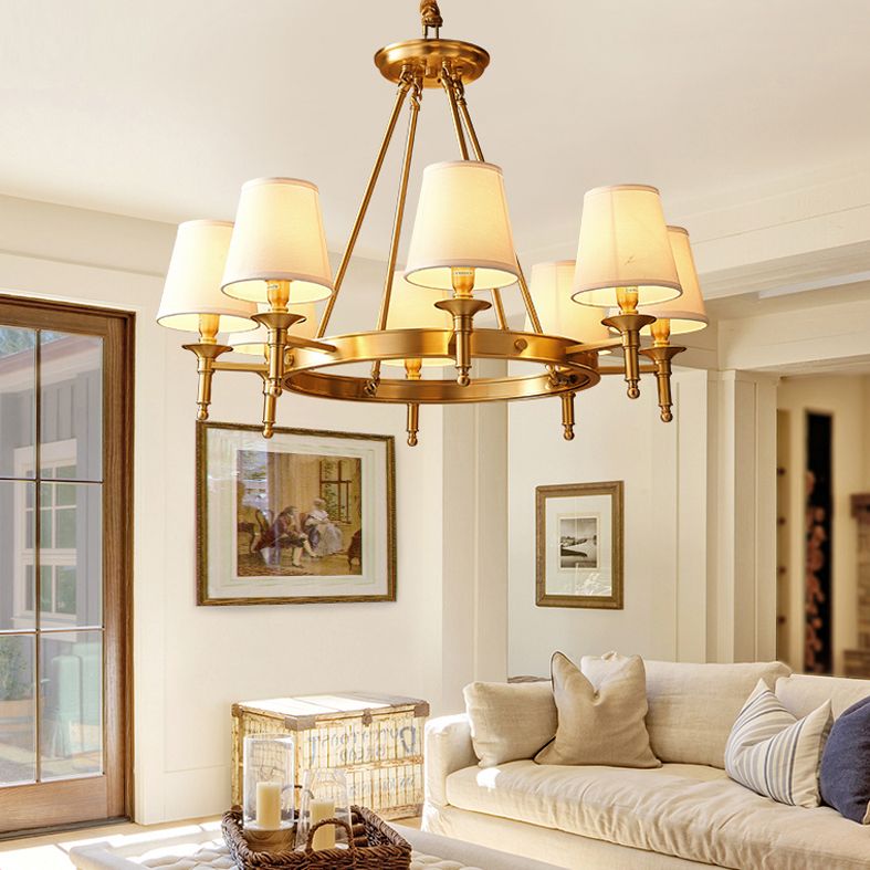 Gold Copper Pendant Light in Traditional Classic Style Fabrics Sputnik Hanging Light for Living Room