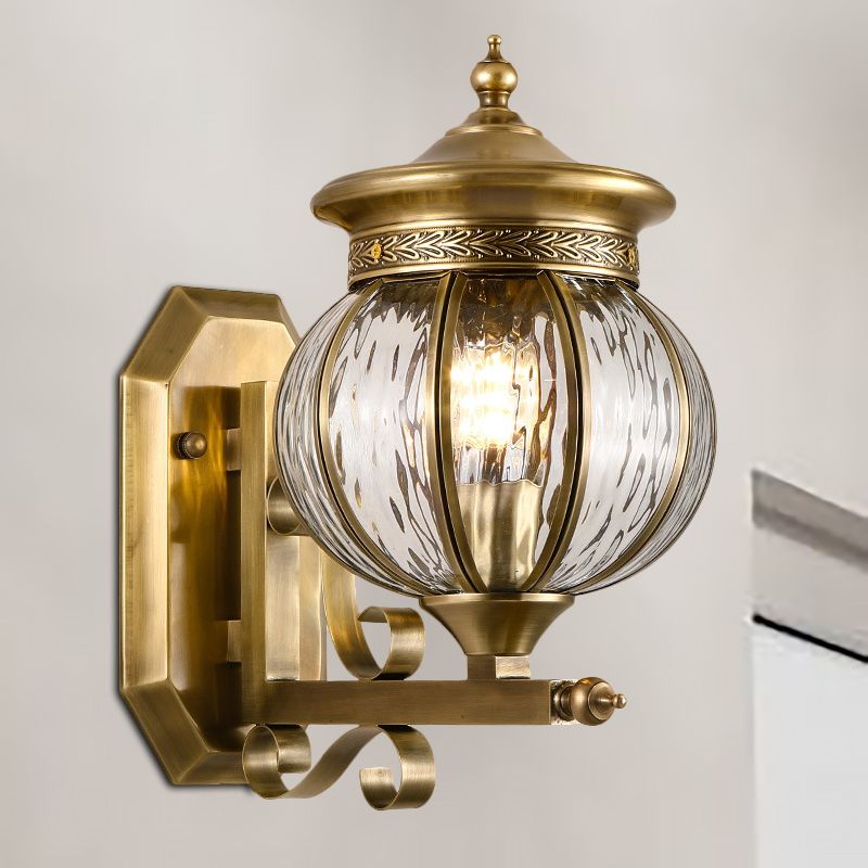 Metal Gold Sconce Light Fixture Global 1 Head Traditional Wall Mount Lamp for Porch