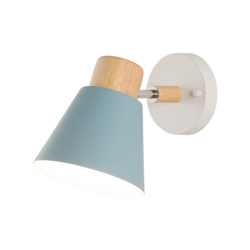 Modernism Metal Shaded Wall Light Polish Finish Wood Lighting for Room