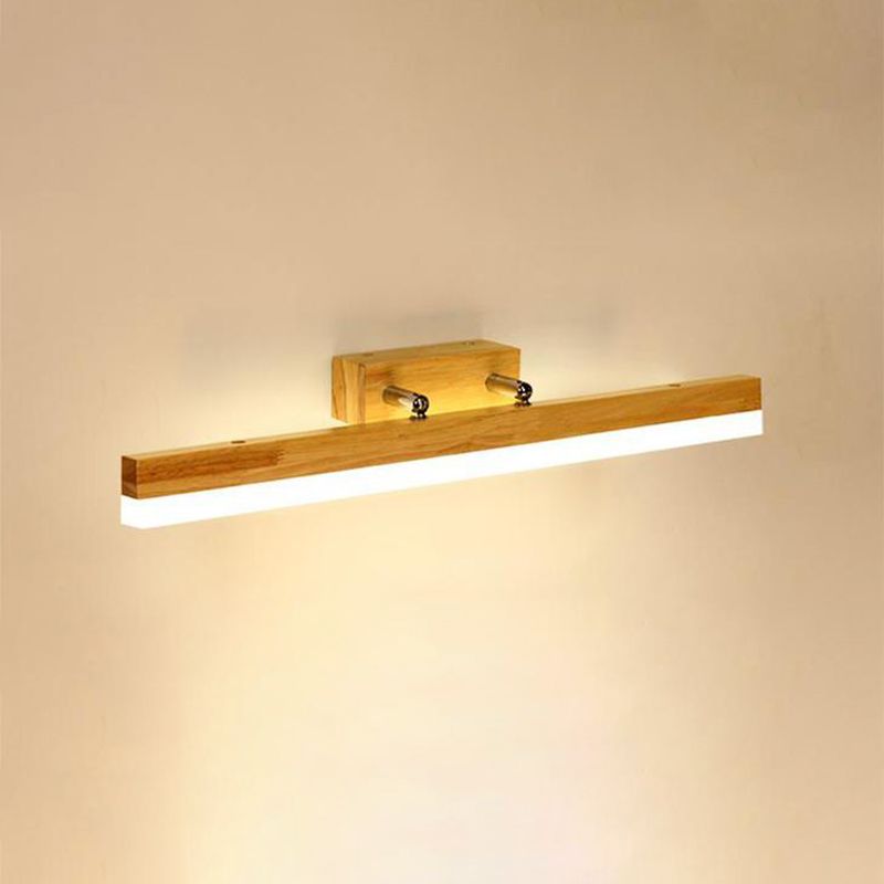 Nordic Wood Vanity Light Straight Single Light LED Mirror Light for Bathroom