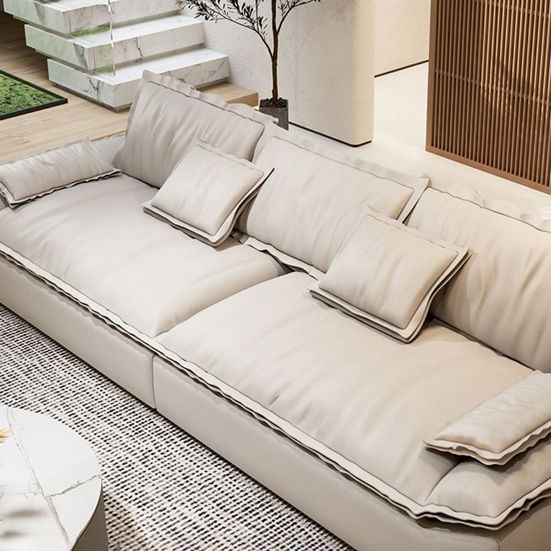 Modernism Pillow Top Arm Sofa Faux Leather Sofa with Pillows