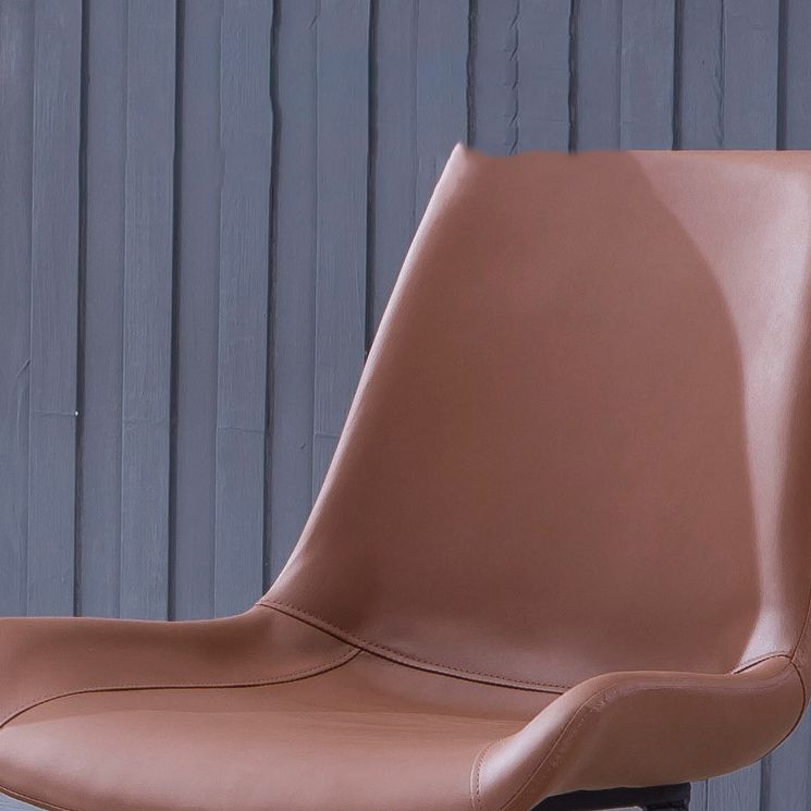 Faux Leather Dining Chairs Contemporary Armless Chairs with Metal Base
