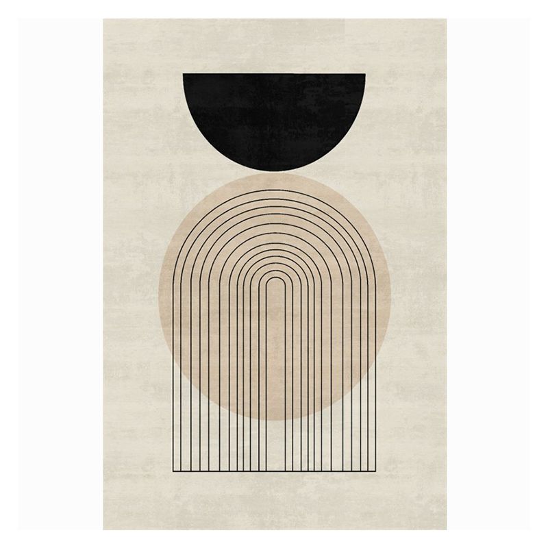 Tapis graphique en polyester moderne gris clair tapis de support sans glissement pour le salon