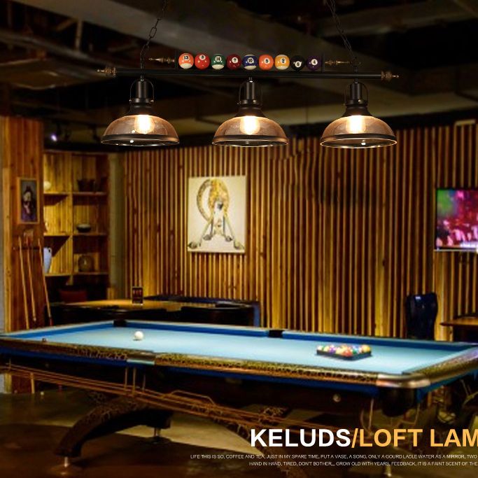 Industrial Style Island Pendant Light Black Wrought Iron Billiard Ball Decorative Light with 39" Adjustable Chain