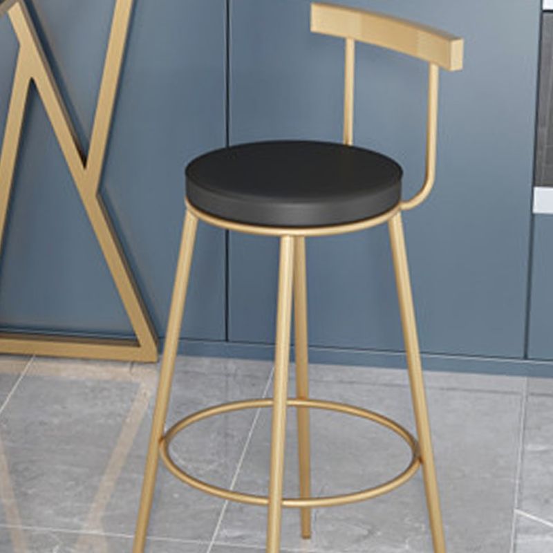 Contemporary Velvet Counter Stool Round Living Room Bar Stool with Metal Legs
