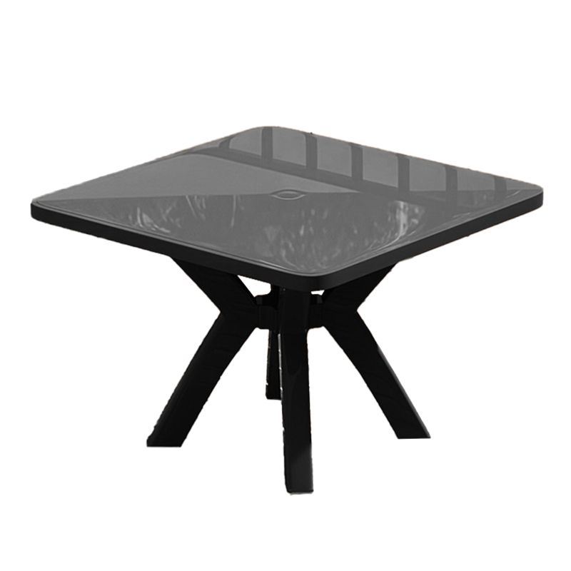 Modern Plastic Dining Table Outdoor UV Resistant Patio Table with Umbrella Hole