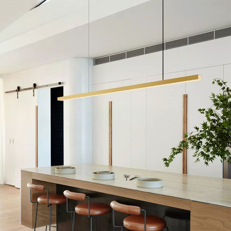 Luz de colgante de cocina contemporánea lineal lámpara de lámpara de metal 1 luz