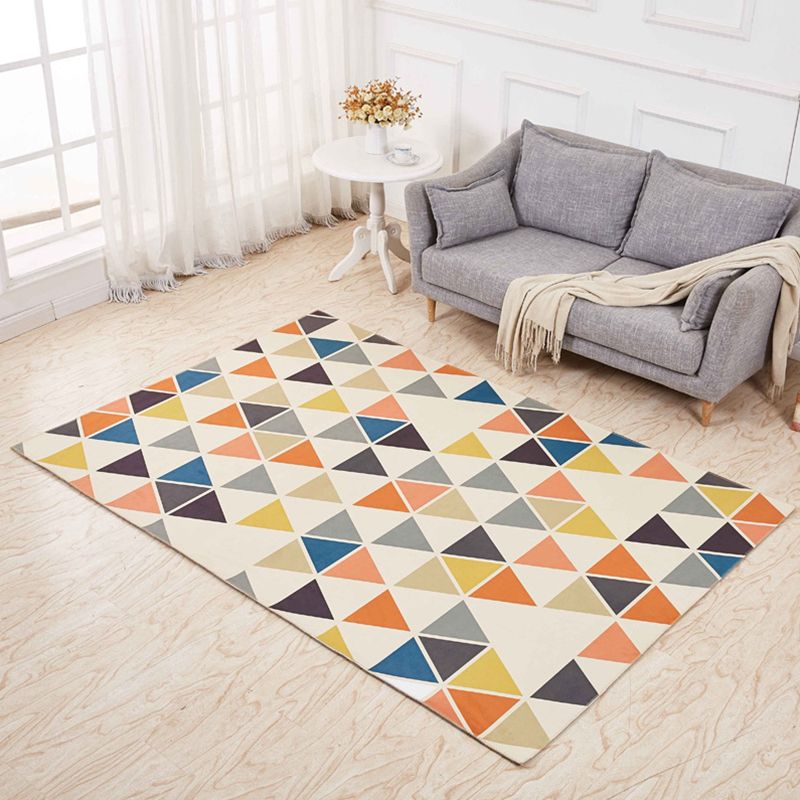 Minimalistic 3D Geometric Rug Multicolor Polyester Area Carpet Pet Friendly Non-Slip Backing Washable Rug for Living Room