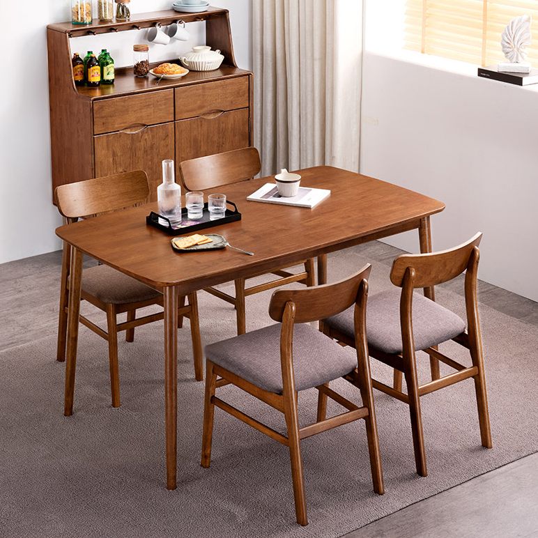 Modern Style Rectangle Dining Room Table Set Solid Wood Top Dinette Set with 4 Legs Table