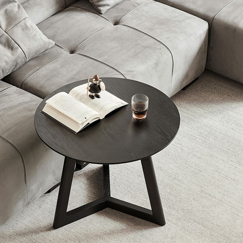 Scandinavian Solid Wood Round Top Side Table 19.6-inch 3 Legs End Table