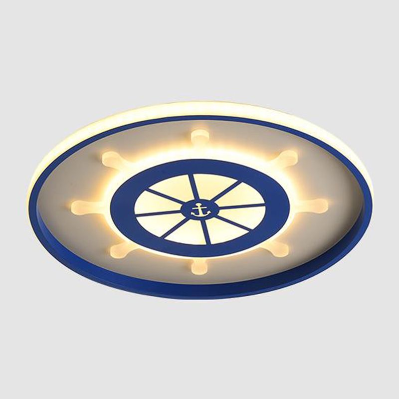Luminaire encastré LED minimaliste plafonnier cercle bleu avec abat-jour en métal