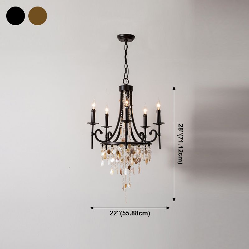 American Candle Shape Chandelier Metal Multi Light Hanging Light for Bedroom