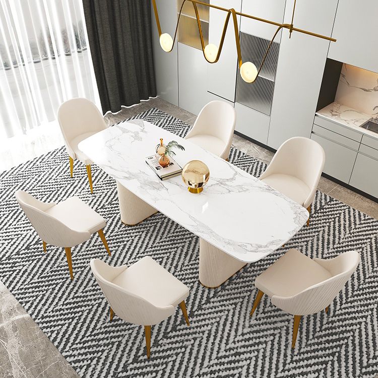Nordic 1/5/7 Pieces Dining Set Sintered Stone Dining Table with Leather Chairs