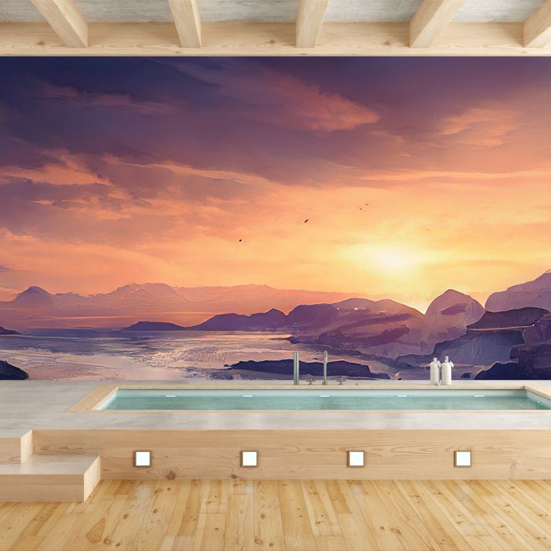 Modern Style Wall Mural Wallpaper Mountain Illustration Sitting Room Wall Mural