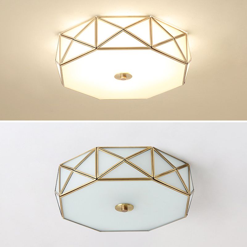 Glas Flushmount Verlichting Minimalistische Messing Drum Slaapkamer Flush Mount Plafond Licht Profiel