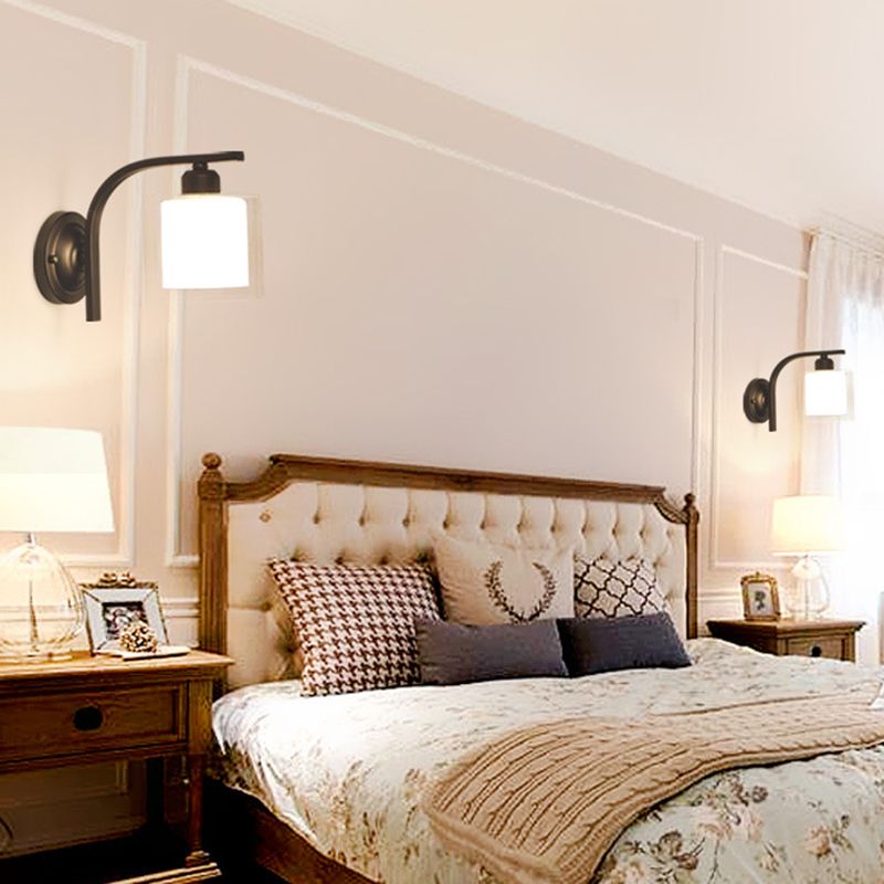 Cylinder Sconce Wall Light Nordic Minimalist Style Glass 1 Light Sconces for Living Room